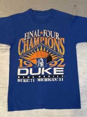 Vintage 1992 NCAA Duke Blue Devils Final Four Champions Basketball shirt royal